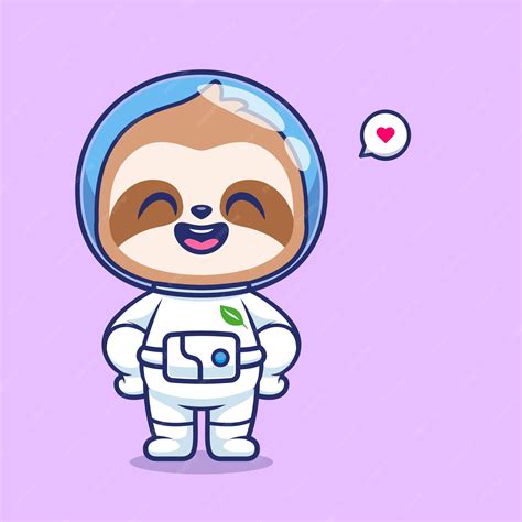 Mignon Paresseux Astronaute Dessin Animé Vecteur Icône Illustration