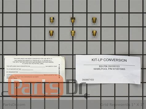 W10239523 Whirlpool Lp Orifice Conversion Kit Parts Dr