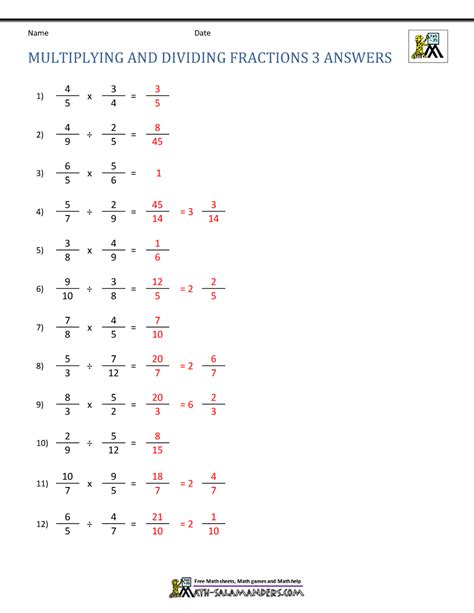 Fraction Multiplication And Division Practice