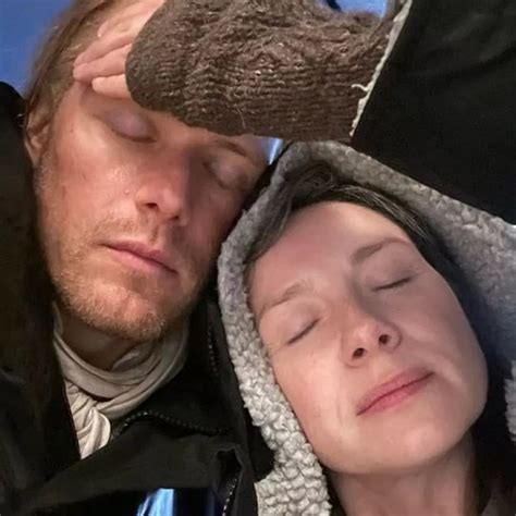 Sam Heughan And Caitriona Balfe On Set