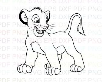 The Lion King Simba Outline Svg Dxf Eps Pdf Png Cricut Etsy UK