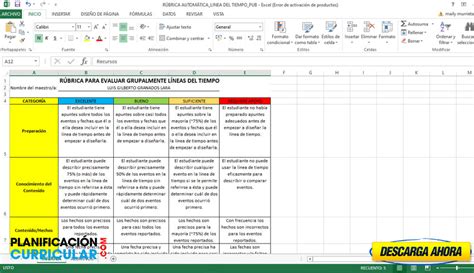 Fabulosa RÚbrica Para Evaluar LÍneas Del Tiempo Planificacion Curricular