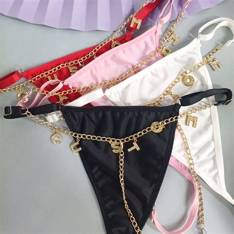 Custom Thong Chain G Strings Lingerie Personalized Name Etsy