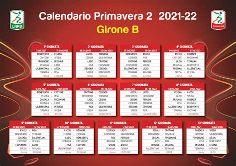 Il Calendario Del Campionato Primavera 2 2021 2022 Lega B