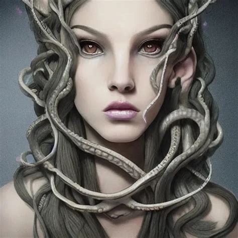 Photorealistic Full Portrait Futuristic Robot Medusa Openart