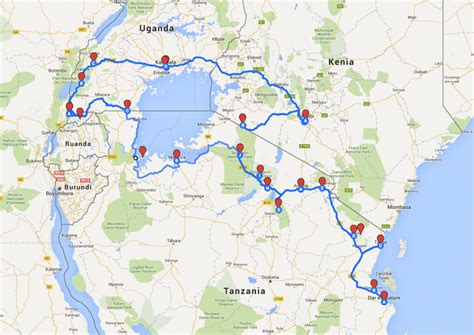 Ruta de viaje de 45 días por Tanzania Uganda y Kenia en solitario