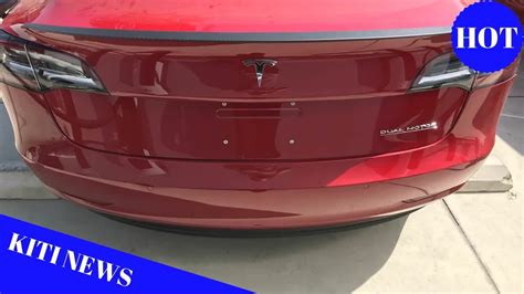 Tesla Model 3 Performance With Dual Motor Badge And Carbon Spoiler Spotted In The Wild Youtube