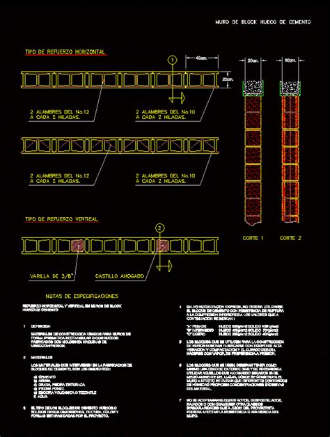 Corte Escantillon Muro Albanileria En Autocad Librer A Cad Hot Sex