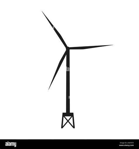 Offshore Wind Generator Icon Wind Turbine Silhouette Wind Tower Isolated Black And White