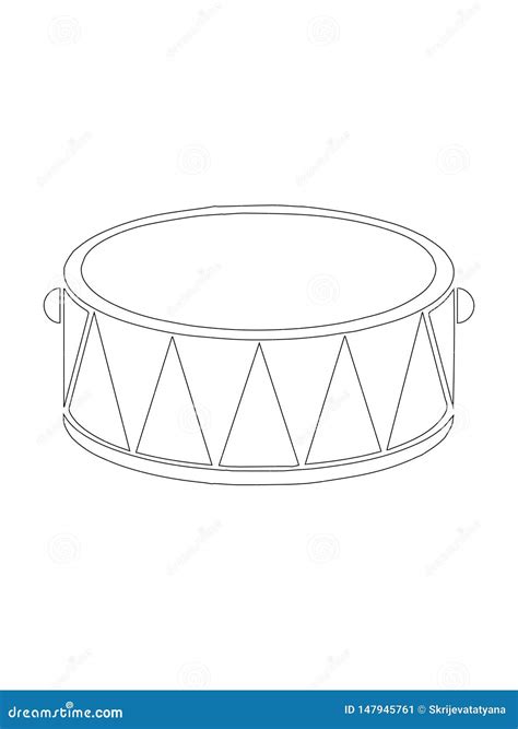 Black And White Line Art Drawing Of Snare Drum Illustration Stock