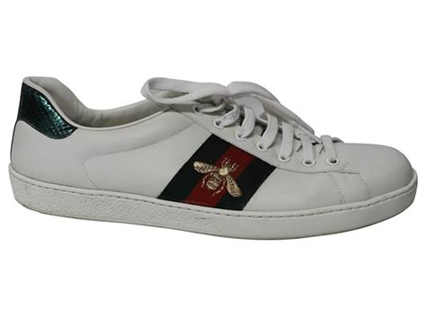 Zapatillas Gucci Ace En Cuero Blanco Ref696467 Joli Closet