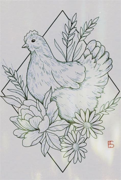 Hen Chicken Cute Chicken Tattoo Drawings Farm Tattoo