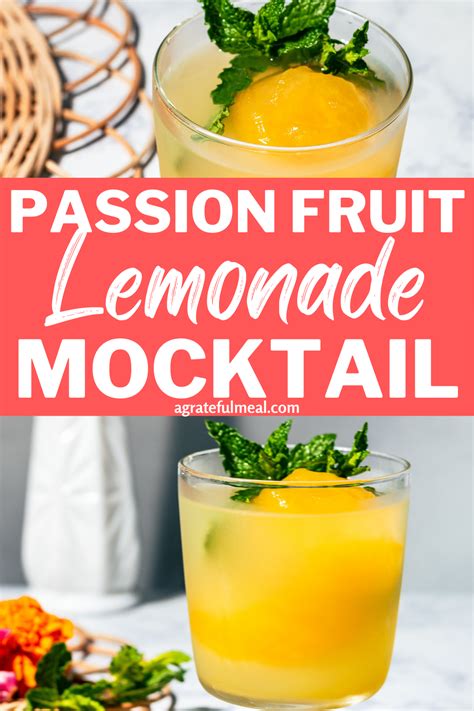 Passion Fruit Mint Lemonade Mocktail Non Alcoholic Mojito Recipe