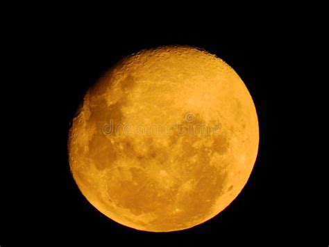 Full Moon with Yellow Glowing Isolated in the Night Sky. Stock Image ...