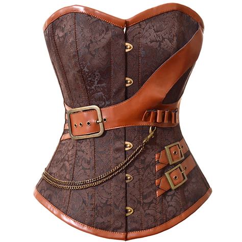 Aliexpress Buy Gothic Steampunk Corset With Chain Buckles Retro