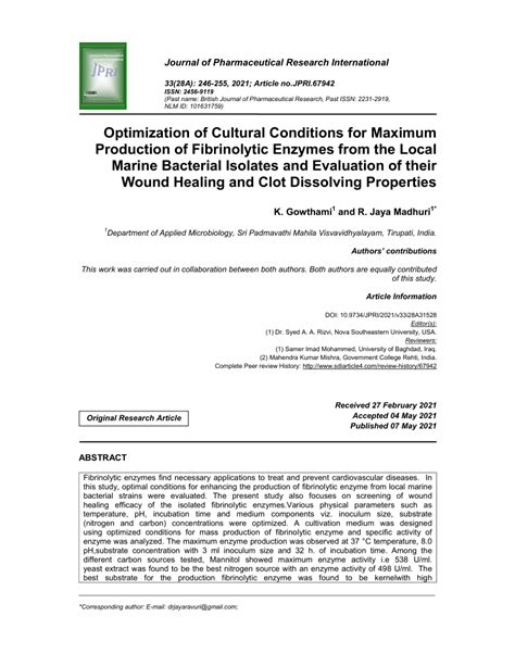 PDF Optimization Of Cultural Conditions For Maximum Production Of