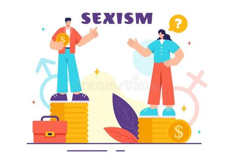 Sexism Vector Illustration Showing Gender Inequality Between Men And