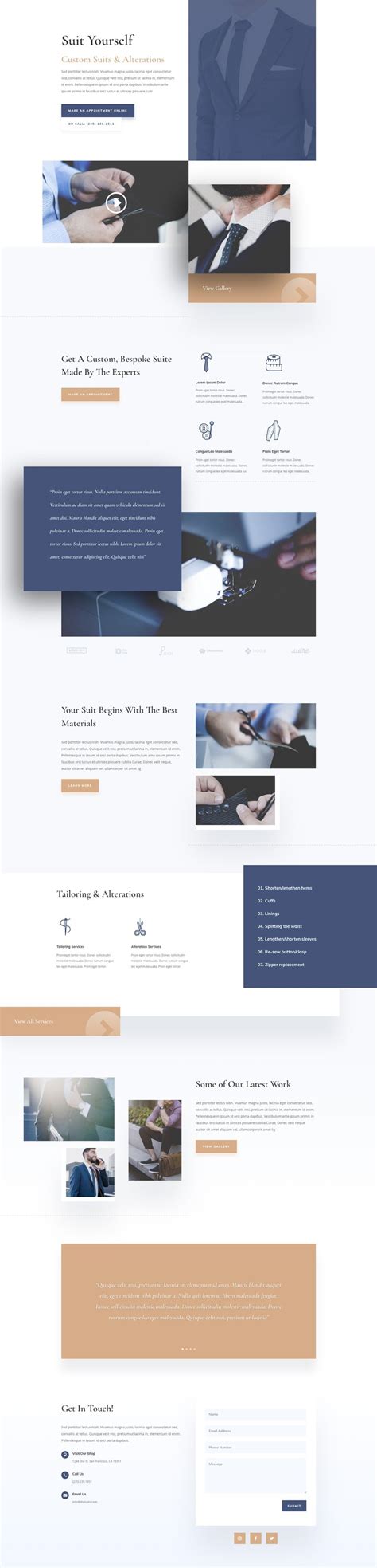 Suit Tailor Landing Page Divi Layout By Elegant Themes