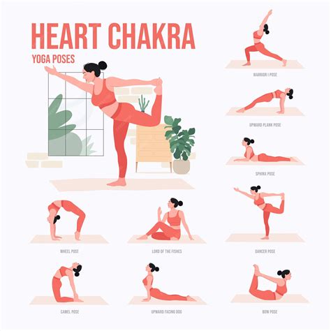 Premium Vector Heart Chakra Yoga Poses Woman Practicing Yoga Pose