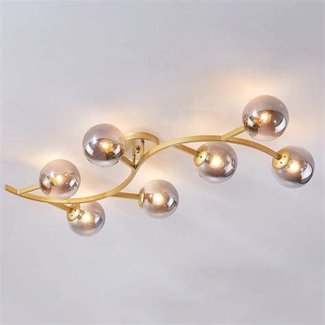 Bepuzz Light Glass Sputnik Ceiling Lighting Gold Globe Semi Flush