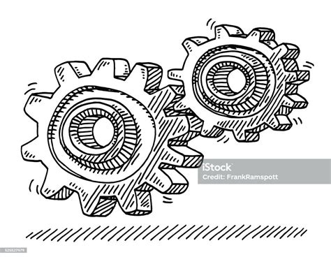 Ilustración de Las Ruedas De Engranajes Cog Conexión De Dibujo y más