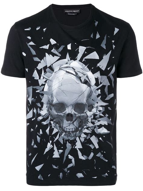 Alexander Mcqueen Skull Print Cotton Jersey T Shirt In Black Modesens Alexander Mcqueen