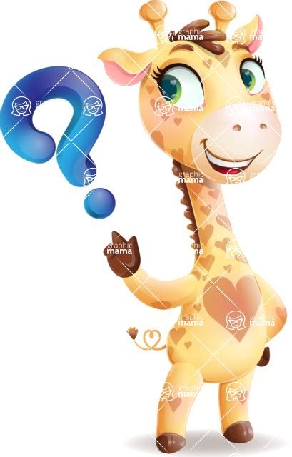 Baby Giraffe Cartoon Vector Character With Question Mark GraphicMama