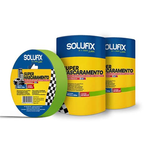 Kit 5 Rolos Solufix Fita Crepe Super Mascaramento 18MM X 50M Em