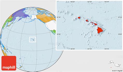 World Map Showing Hawaii