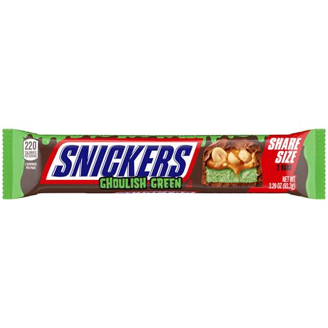 Snickers Ghoulish Green Halloween Candy Bar Share Size 329 Oz