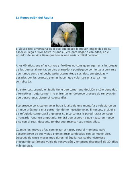 La Renovación del Águila La Renovación del Águila El águila real