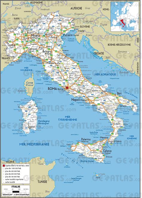 Italie carte détaillée Arts et Voyages