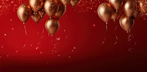 Premium AI Image | gold and red balloons on a red background with confetti