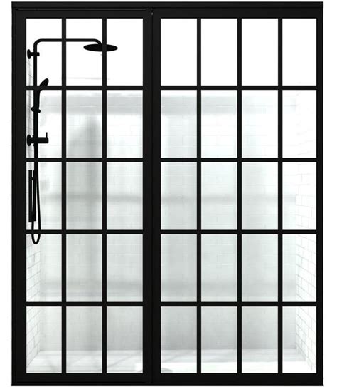 Black Frame Hinged Shower Doors With Grids Gridscape By Coastal