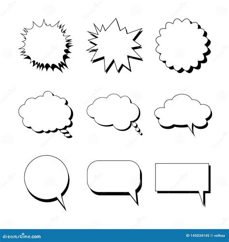 Speech Bubbles Of Different Shapes Stock Vector Illustration Of Empty