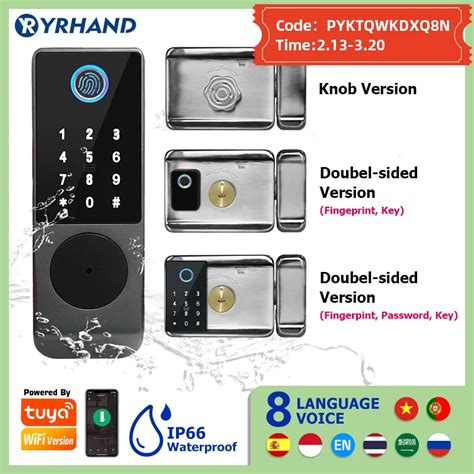 Tuya Smart Lock Waterproof Wifi Double Fingerprint Lock Smart Card Digital Code Electronic Door