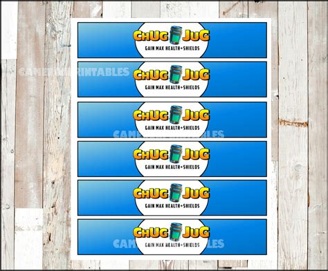 Fortnite Birthday Party Chug Jug Printable Bottle Wraps Labels Lil Hugs Wrappers Party