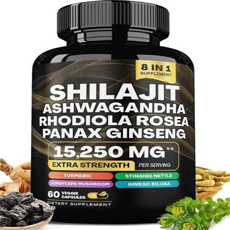 Shilajit Pure Himalayan 9000MG Energy Booster Ashwagandha 2000MG 60