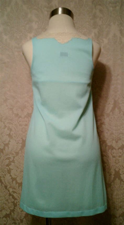 Vintage Emilio Pucci Formfit Rogers Aqua Blue Nude Lace Chemise Size Petite The Red Velvet