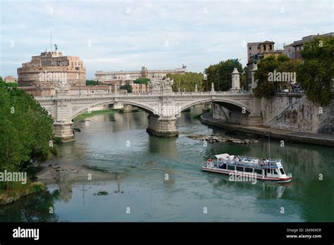 View Of The River Tiber In Rome Italy At The Vittorio Emanuele Ii