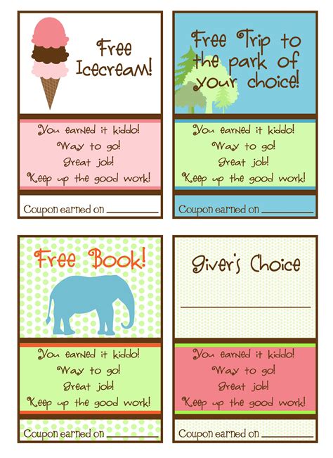 Free Printable Reward Coupons For Kids Tedy Printable Activities