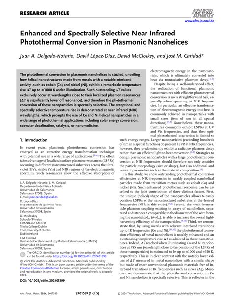 Pdf Enhanced And Spectrally Selective Near Infrared Photothermal