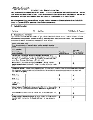 Fillable Online Parent Untaxed Income Form Fax Email Print