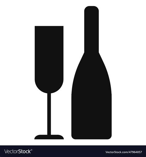 Champagne Bottle And Glass Silhouette Royalty Free Vector