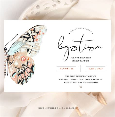 Baptism Invitation Butterfly Baptism Invitation Girl Etsy