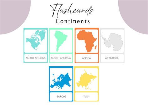 Continent Flashcards Etsy