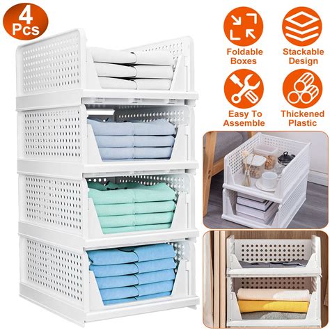 Moclever Plastic Storage Box Closet Organizer Foldable Storage Bin with ...