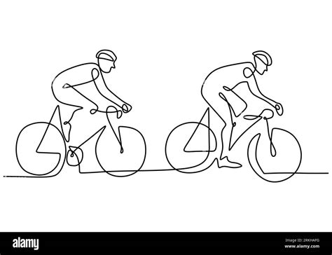 One Continuous Line Drawing Of Young Energetic Man Bicycle Racer Race