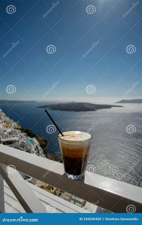 Greek Iced Coffee In Santorini Stock Photo Image Of Delicious Aroma