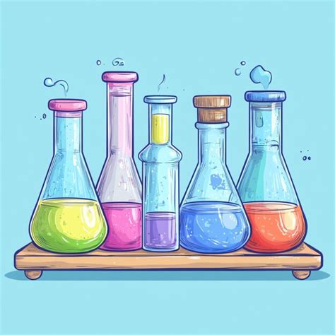 Colorful Clipart Set Featuring Chemistry Flasks With Different